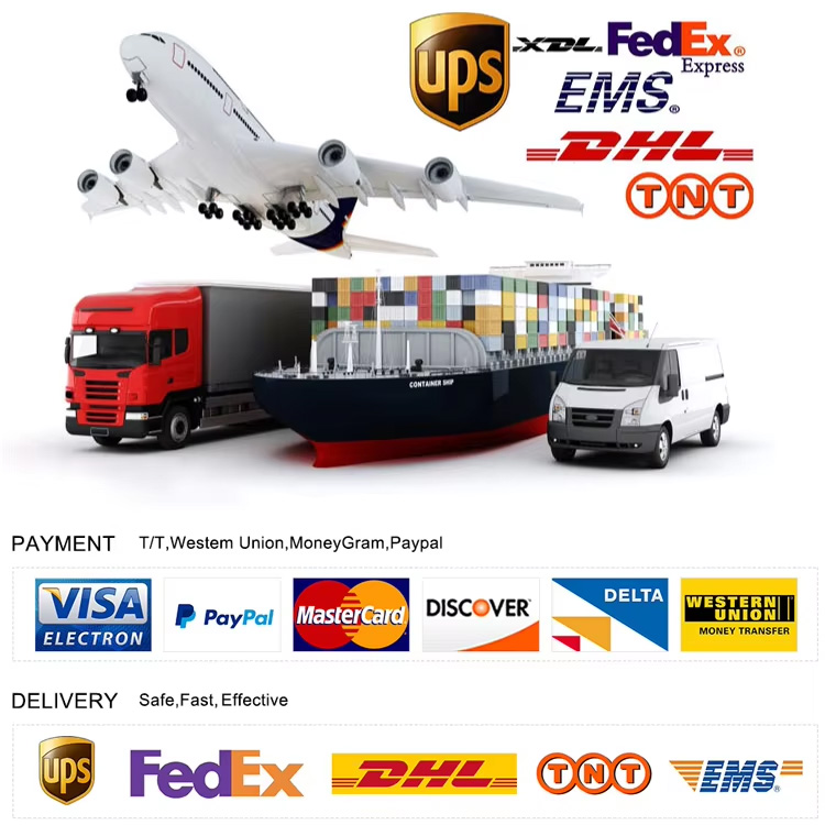 We support sea, air and land transportation, with a variety of express delivery options. Payment methods include PayPal, Visa, etc
