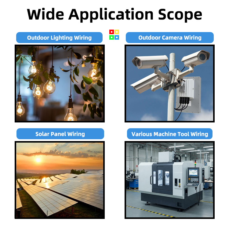 PCT-222/PCT-223 are suitable for outdoor lighting wiring, outdoor camera wiring, solar panel wiring and various machine tool wiring.