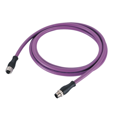 4-контактный штыревой разъем M12 a-code, двухсторонний, литой кабель 4x22awg из ПВХ, нестандартная длина
